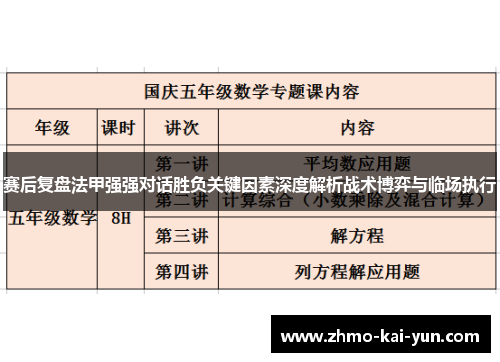 赛后复盘法甲强强对话胜负关键因素深度解析战术博弈与临场执行